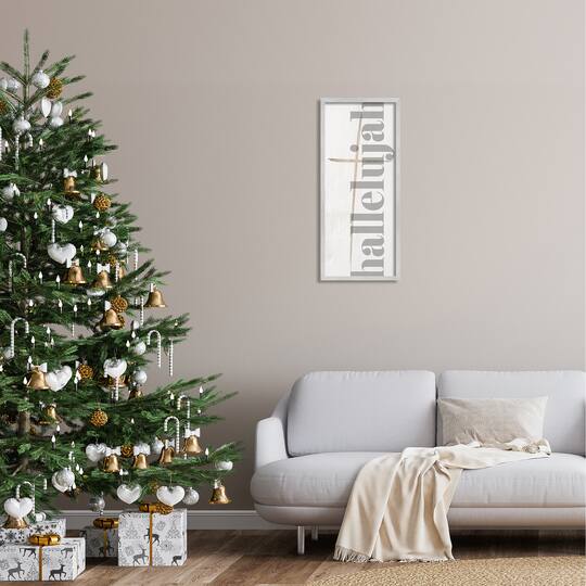 Stupell Industries Hallelujah Spiritual Christmas Sign Framed Giclee Art